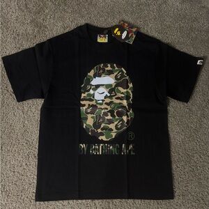 Bape Black Tee with Camo Ape Logo